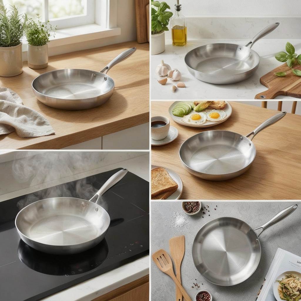 RVS Koekenpan 22 CM – Professionele Roestvrijstalen Pan - Vrij van PFAS - Geschikt voor gas/inductie/keramisch