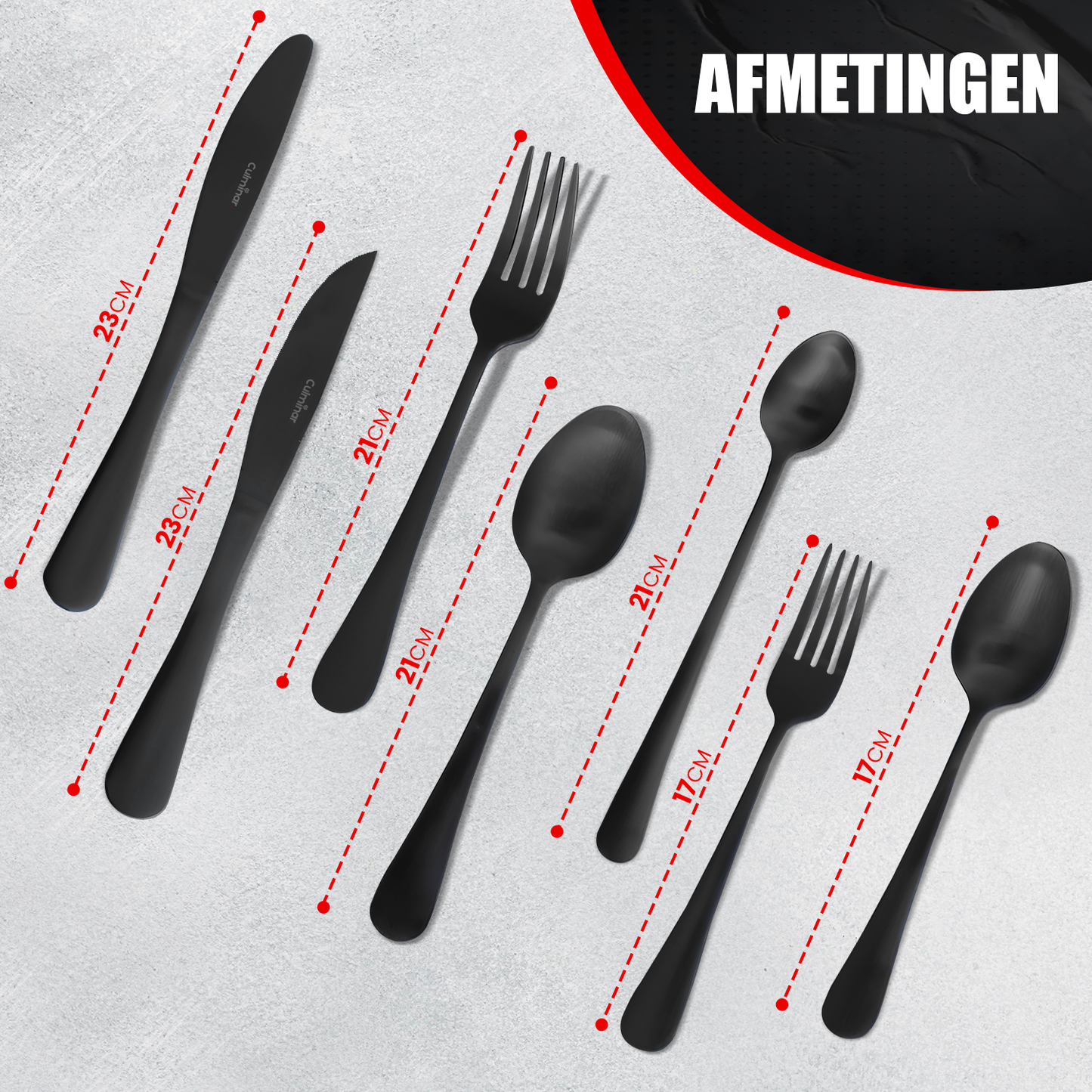 Complete Bestekset (42-delig) Mat Antraciet Zwart – Tijdloos Design - 6 Personen