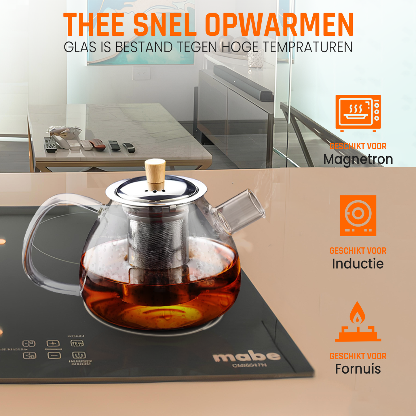 Theepot set met Filter en Warmhouder
