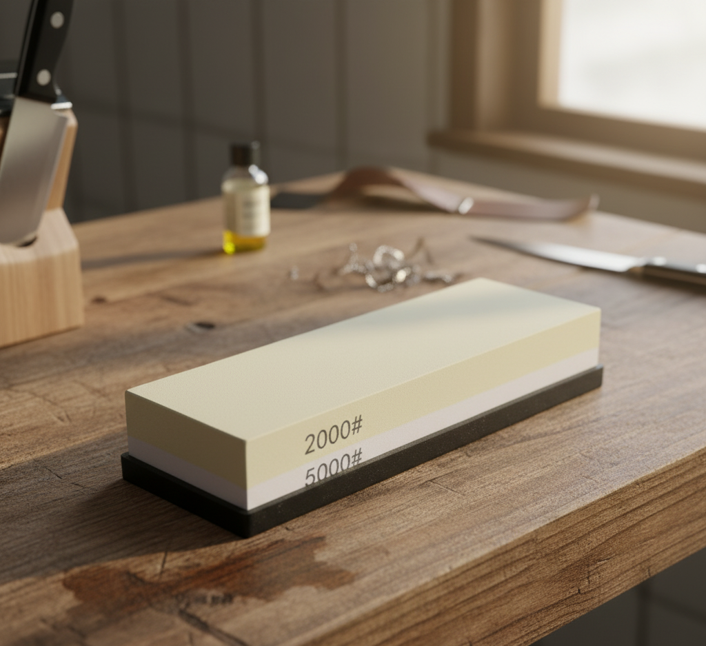 Professionele Slijpsteen 2000/5000 – Dubbelzijdige Whetstone met Antislip Basis | Voor Japans Koksmes & Keukenmessen
