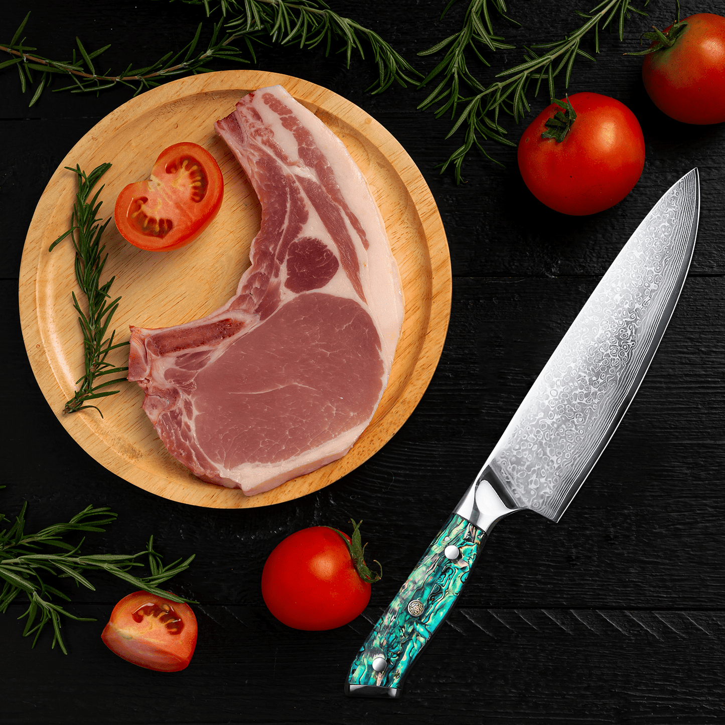 Japans Koksmes 23 CM Parelmoer Groen – Gemaakt van Hoogwaardig Damascusstaal