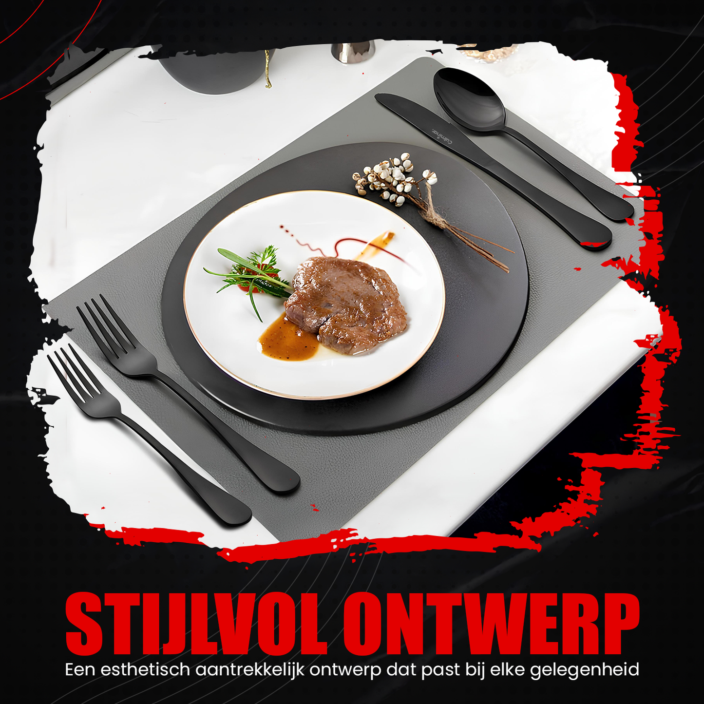 Complete Bestekset (42-delig) Mat Antraciet Zwart – Tijdloos Design - 6 Personen