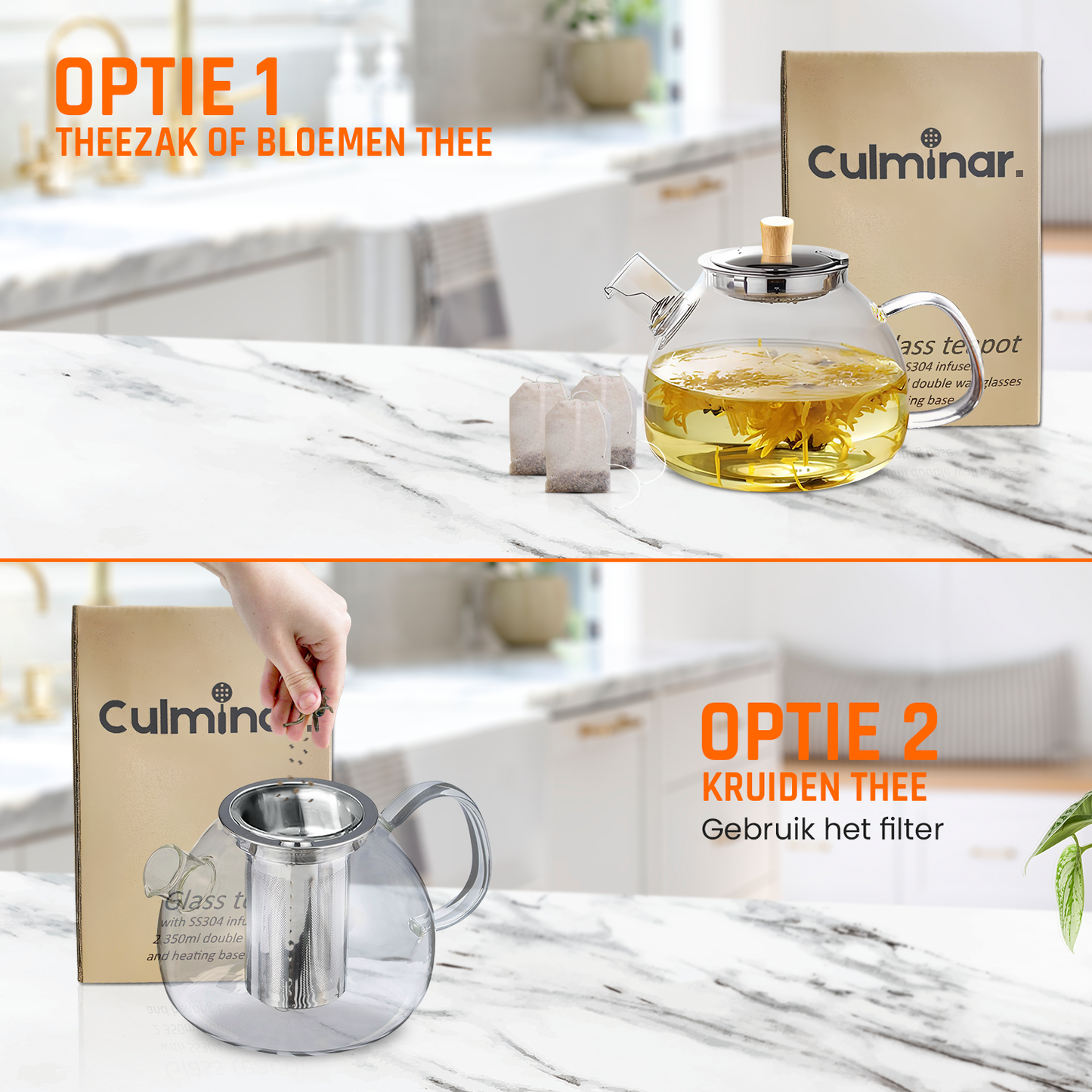 theepot met filter warmhouder theepot