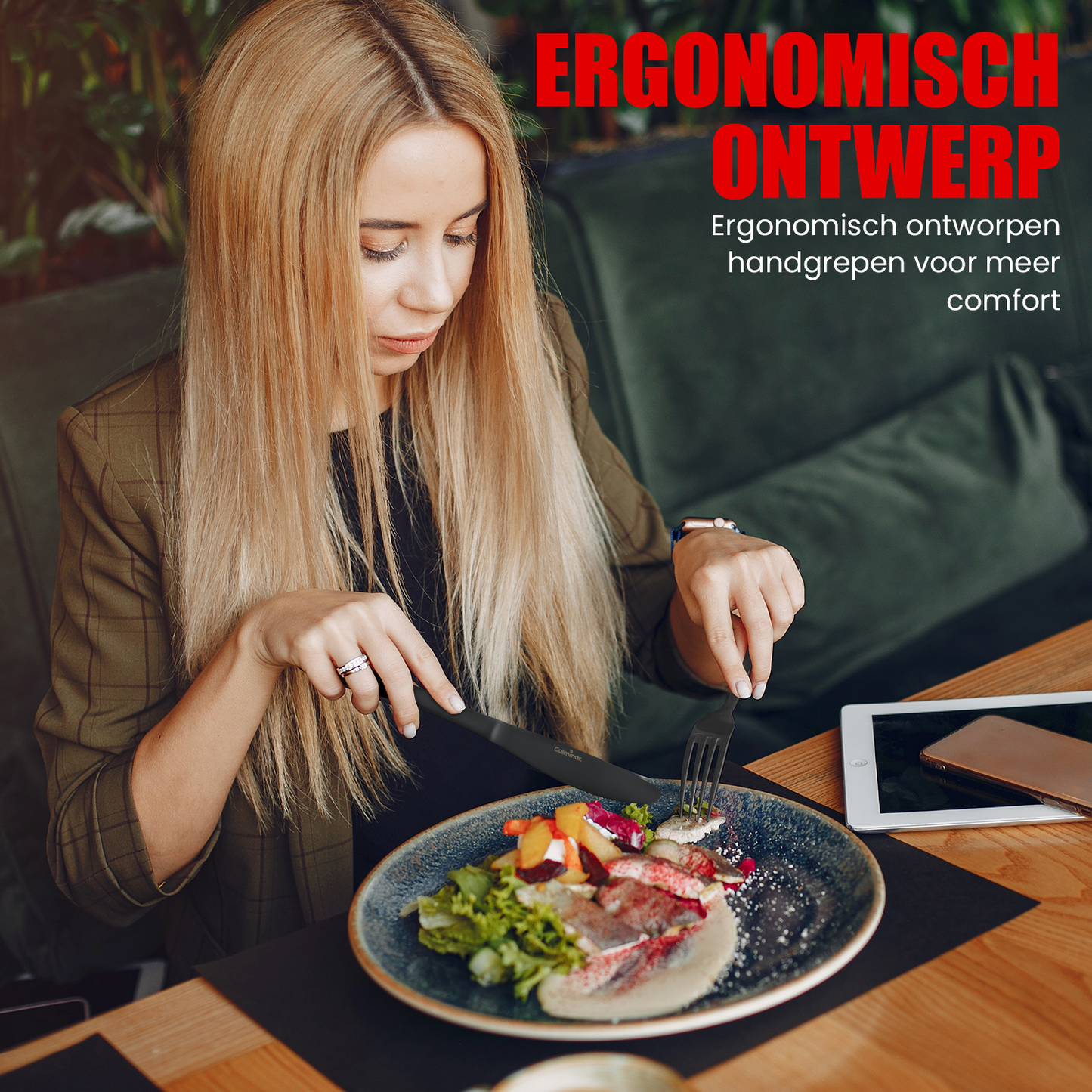 Complete Bestekset (42-delig) Mat Antraciet Zwart – Tijdloos Design - 6 Personen