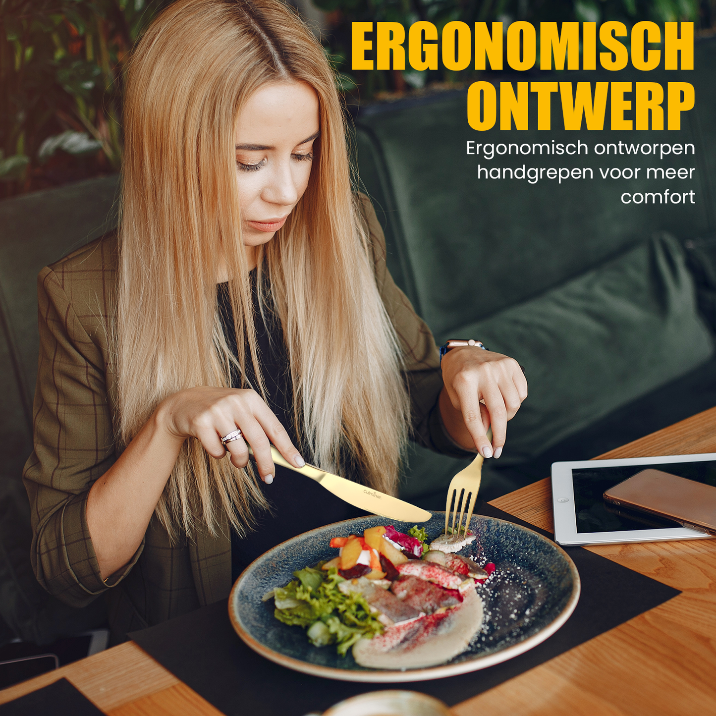 Bestekset goud met ergonomisch ontwerp
