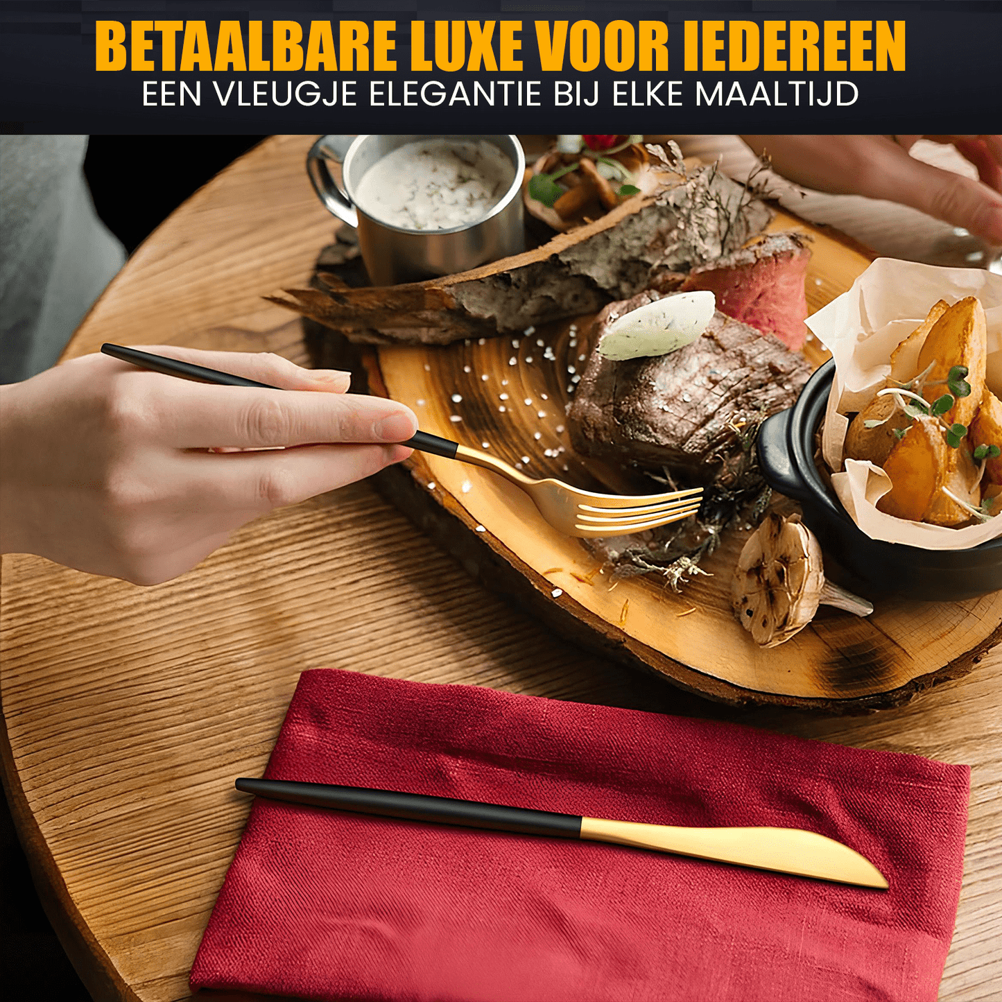 Elegante Bestekset Zwart-Goud 18/10 (20-delig) voor 4 personen