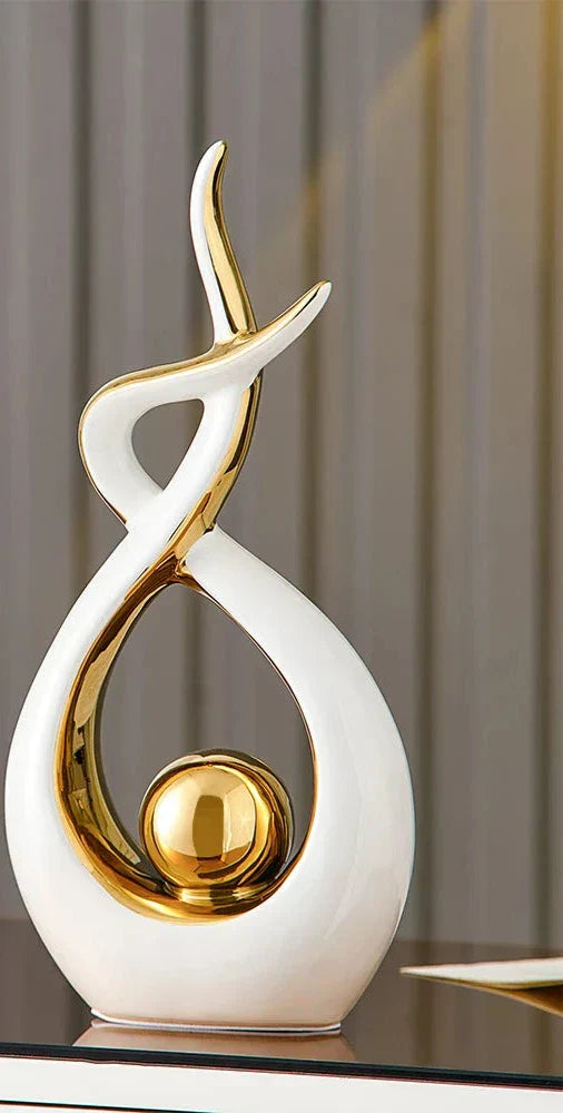 Ceravita – Keramische sculptuur met gouden accenten 31 cm