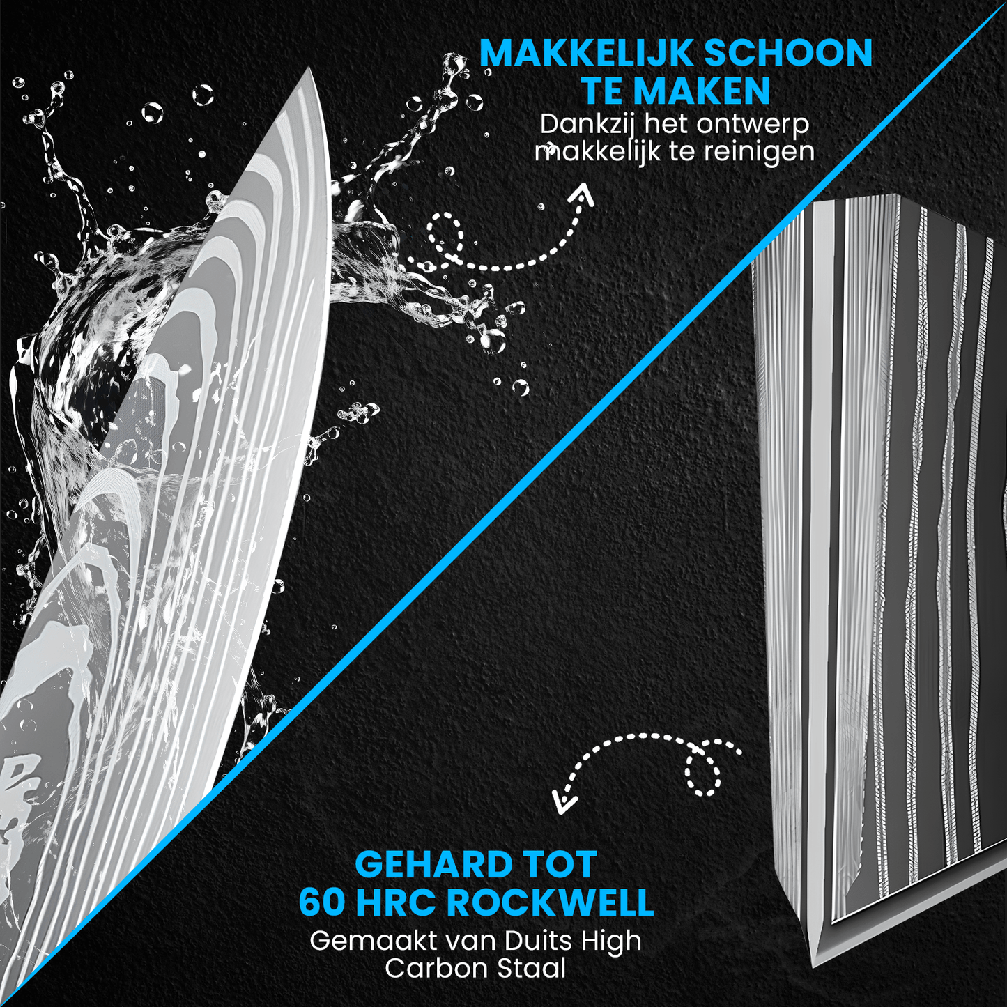 Japans Koksmes Sapphire Blue met Damascusprint