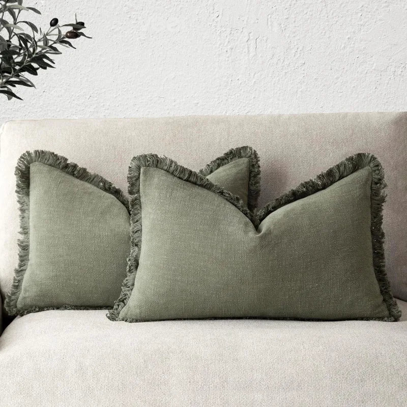Florevi – Decoratieve Kussenhoes met Ruches | Katoen-Linnen | 45x45 cm