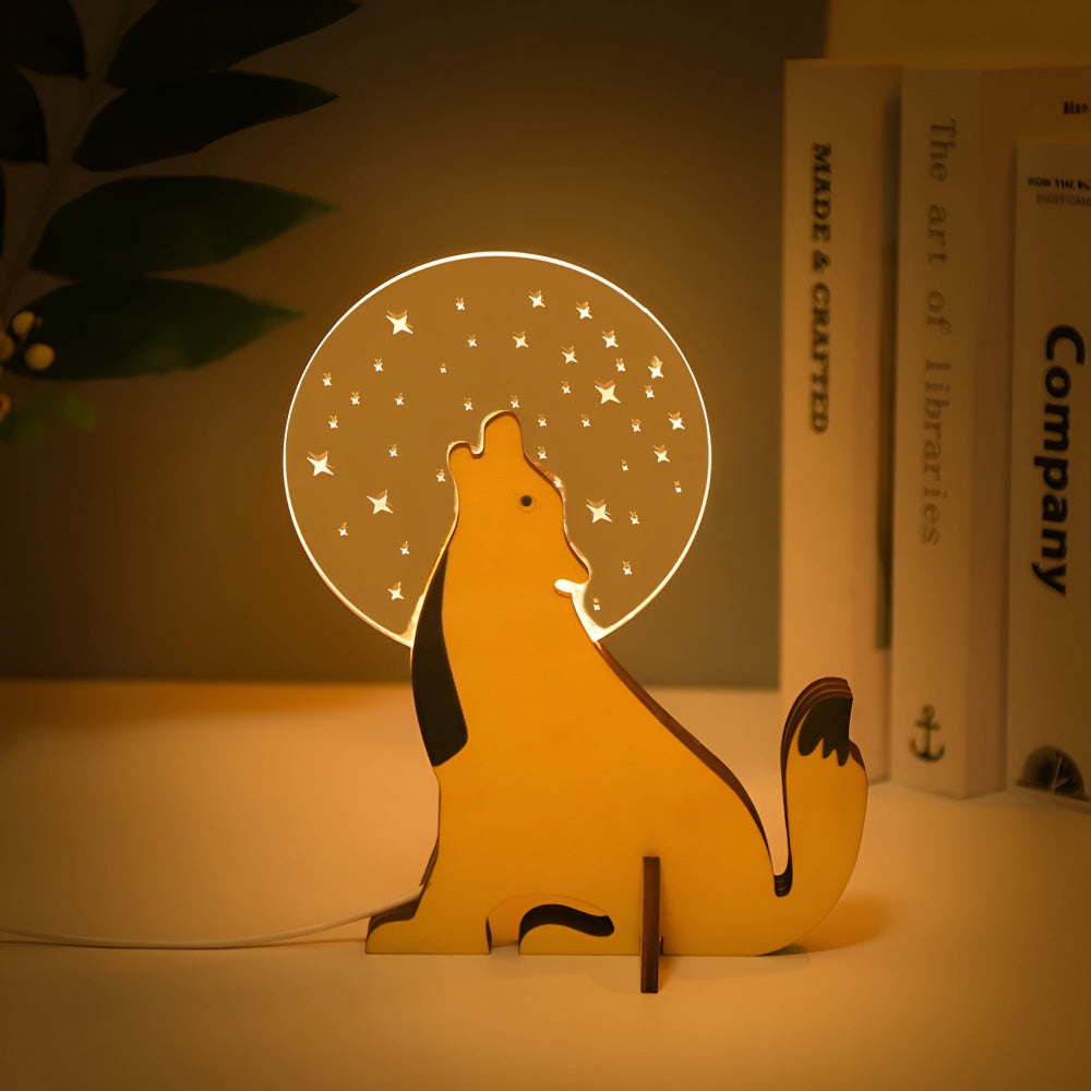 Lumaro – Houten dieren tafellamp met LED verlichting