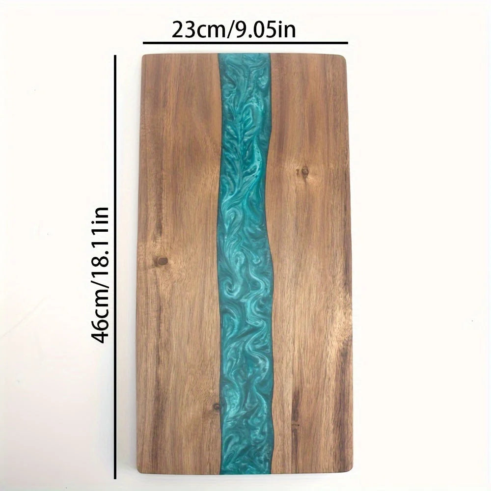 Acacia snijplank met hars river design voor borrelplanken