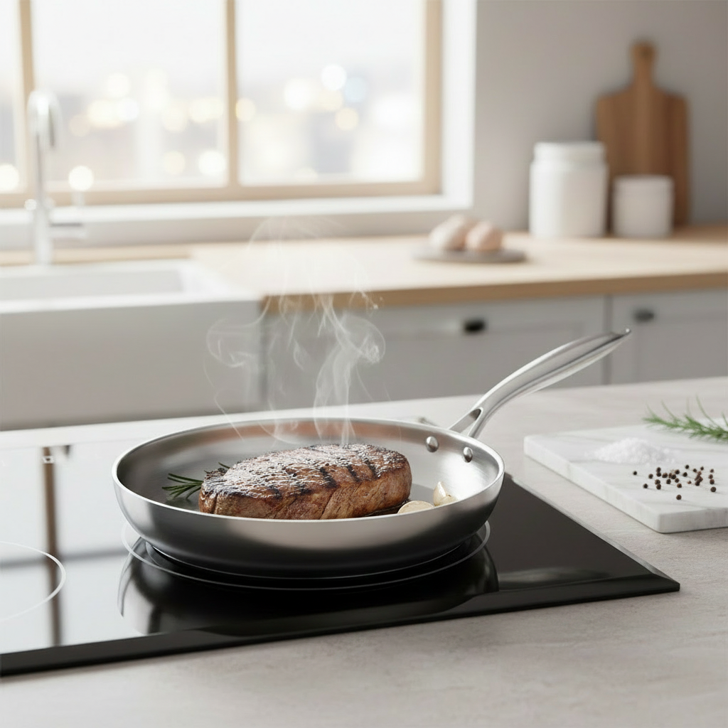 RVS Koekenpan 22 CM – Professionele Roestvrijstalen Pan - Vrij van PFAS - Geschikt voor gas/inductie/keramisch