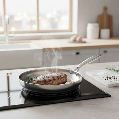 RVS Koekenpan 22 CM – Professionele Roestvrijstalen Pan - Vrij van PFAS - Geschikt voor gas/inductie/keramisch