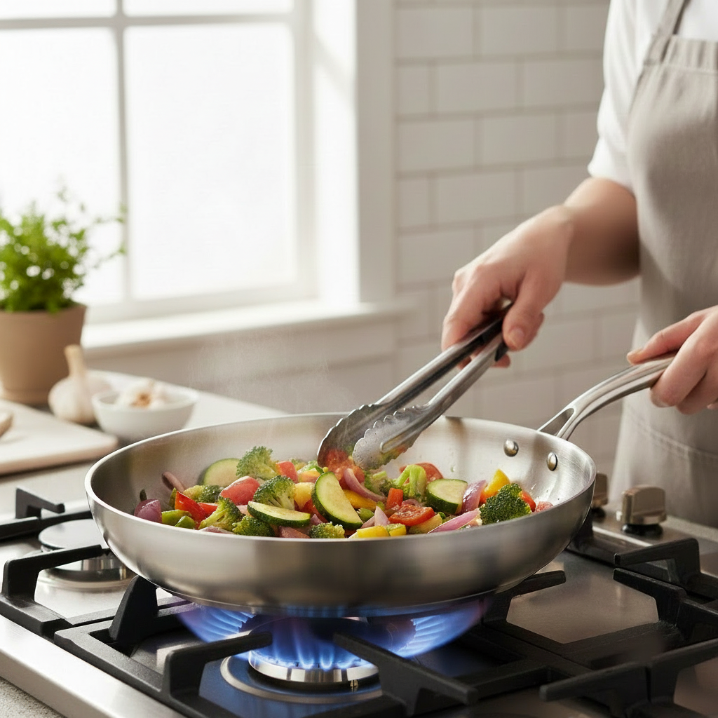 RVS Koekenpan 22 CM – Professionele Roestvrijstalen Pan - Vrij van PFAS - Geschikt voor gas/inductie/keramisch