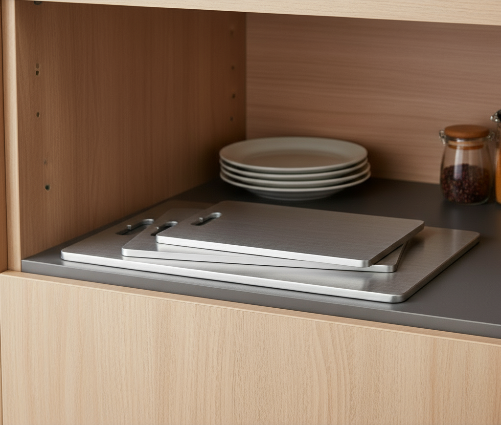 Culminar Titanium Snijplanken Set van 3 – Klein, Middel & Groot | Dubbelzijdig, Anti-Slip & Hygiënisch | Luxe Titanium Keukenplanken