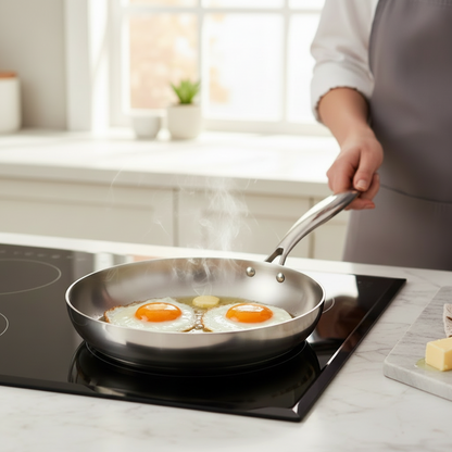 RVS Koekenpan 22 CM – Professionele Roestvrijstalen Pan - Vrij van PFAS - Geschikt voor gas/inductie/keramisch