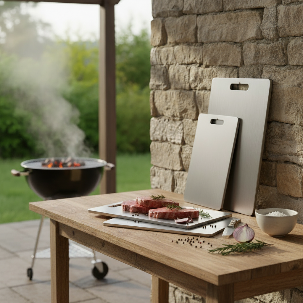 Culminar Titanium Snijplanken Set van 3 – Klein, Middel & Groot | Dubbelzijdig, Anti-Slip & Hygiënisch | Luxe Titanium Keukenplanken