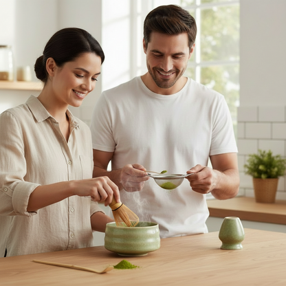 Luxe Keramische Matcha Theeset – Premium Pottery Kom met Bamboe Klopper & Houder – Cadeauset voor Matcha