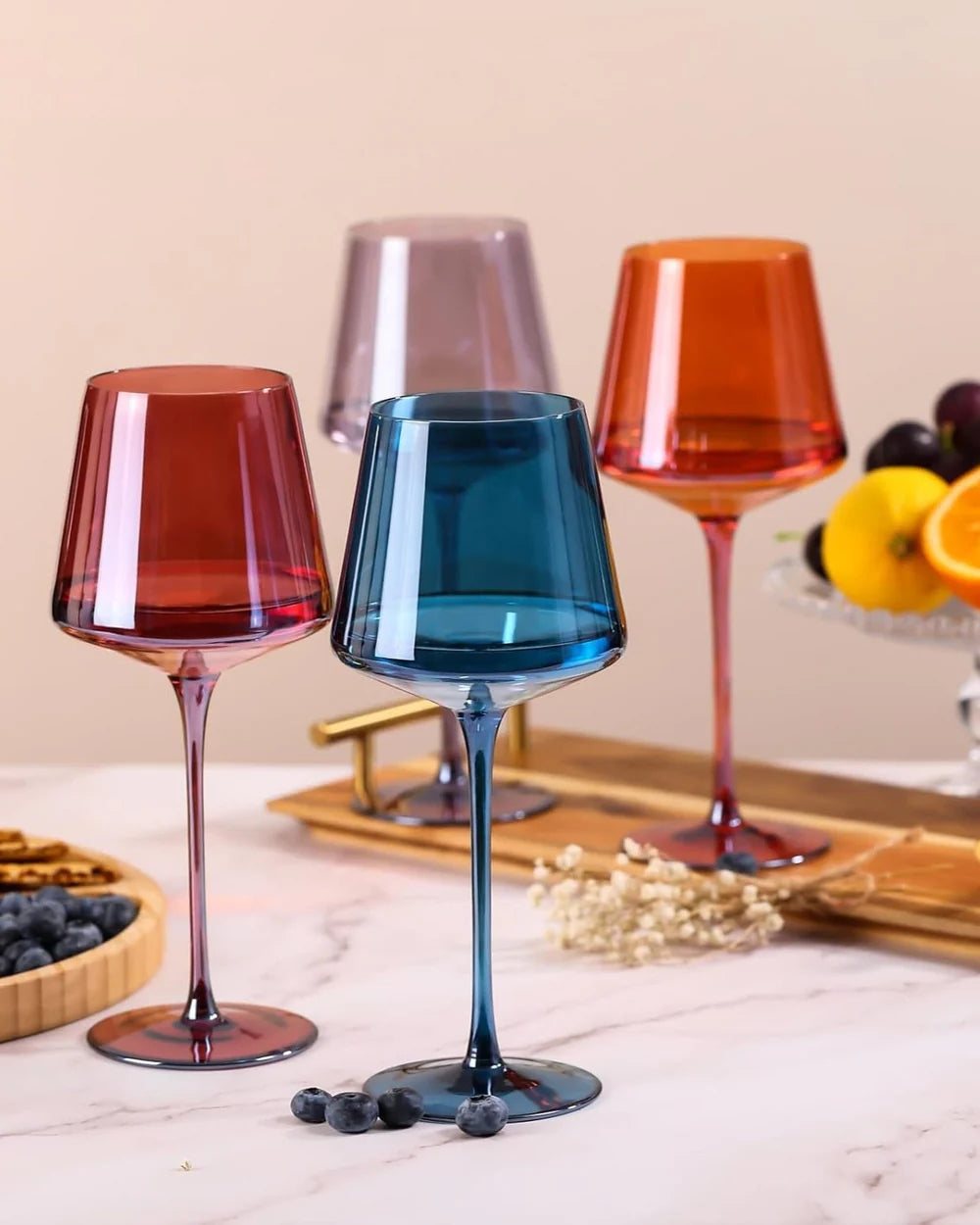 Handgeblazen Regenboog Wijnglazen Set Van 6 Luxe Gekleurd Glas
