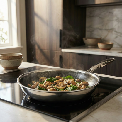 Culminar Hybride Koekenpan 24cm – PFAS-vrij, RVS & Antiaanbak | Geschikt voor alle warmtebronnen, inclusief inductie