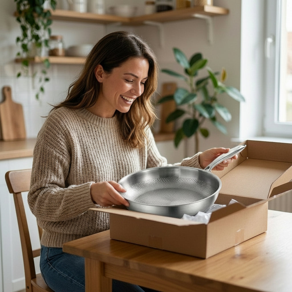 Premium 28 cm Titanium Koekenpan – Ultralicht, Coating‑vrij & Super‑duurzaam - Gezond Bakken Zonder PFAS