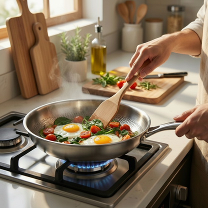 Premium 28 cm Titanium Koekenpan – Ultralicht, Coating‑vrij & Super‑duurzaam - Gezond Bakken Zonder PFAS