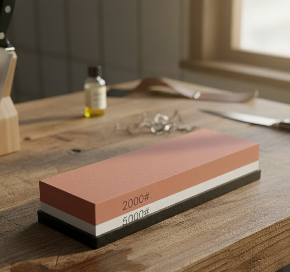 Professionele Slijpsteen 2000/5000 – Dubbelzijdige Whetstone met Antislip Basis | Voor Japans Koksmes & Keukenmessen
