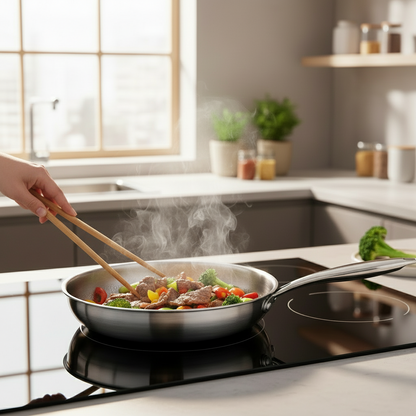 Premium 28 cm Titanium Koekenpan – Ultralicht, Coating‑vrij & Super‑duurzaam - Gezond Bakken Zonder PFAS