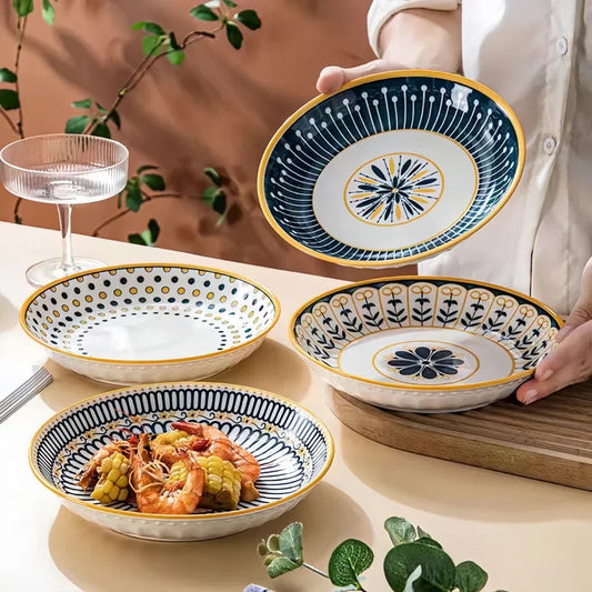 Toscaanse Porseleinen Bordenset – 4 Stuks (20 cm)