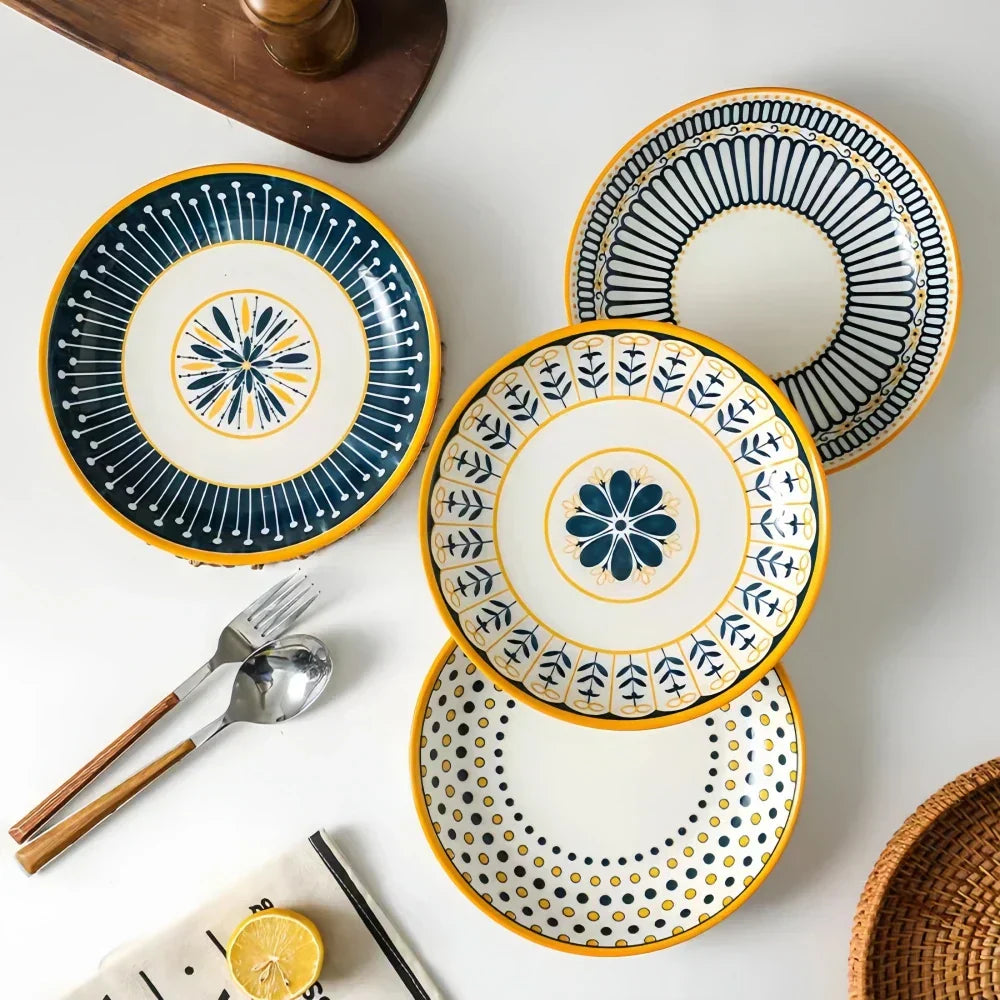 Toscaanse Porseleinen Bordenset – 4 Stuks (20 cm)