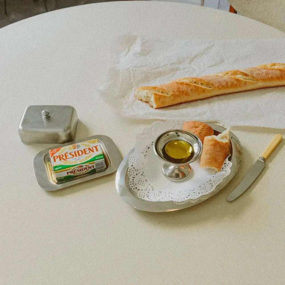Vintage RVS Botervloot Voor Keuken En Tafel