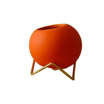 Calira – Keramische plantenpot met metalen standaard