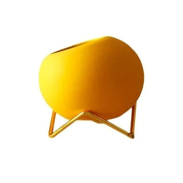 Calira – Keramische plantenpot met metalen standaard