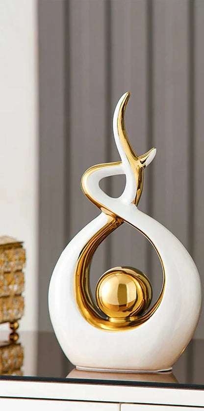 Ceravita – Keramische sculptuur met gouden accenten 31 cm
