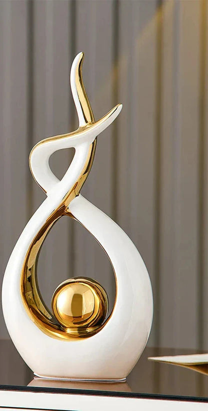 Ceravita – Keramische sculptuur met gouden accenten 31 cm