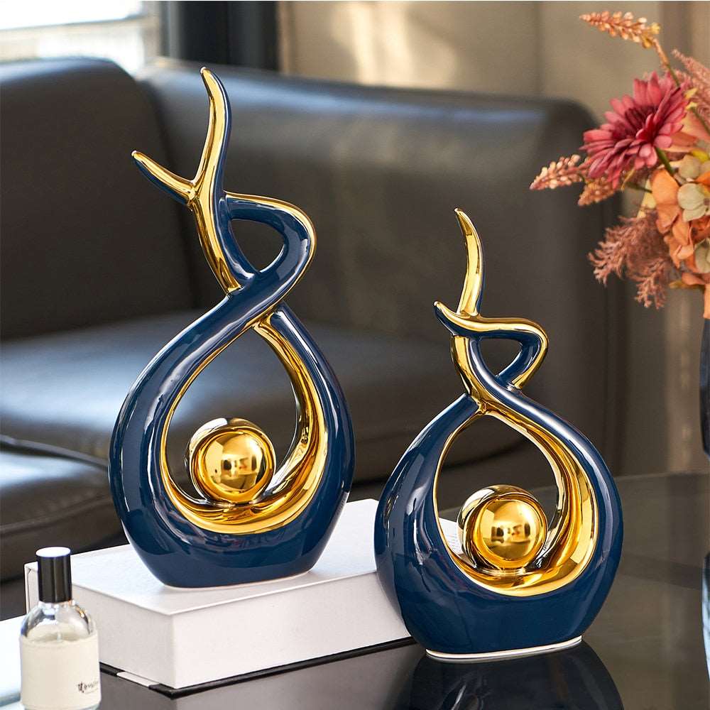 Ceravita – Keramische sculptuur met gouden accenten 31 cm