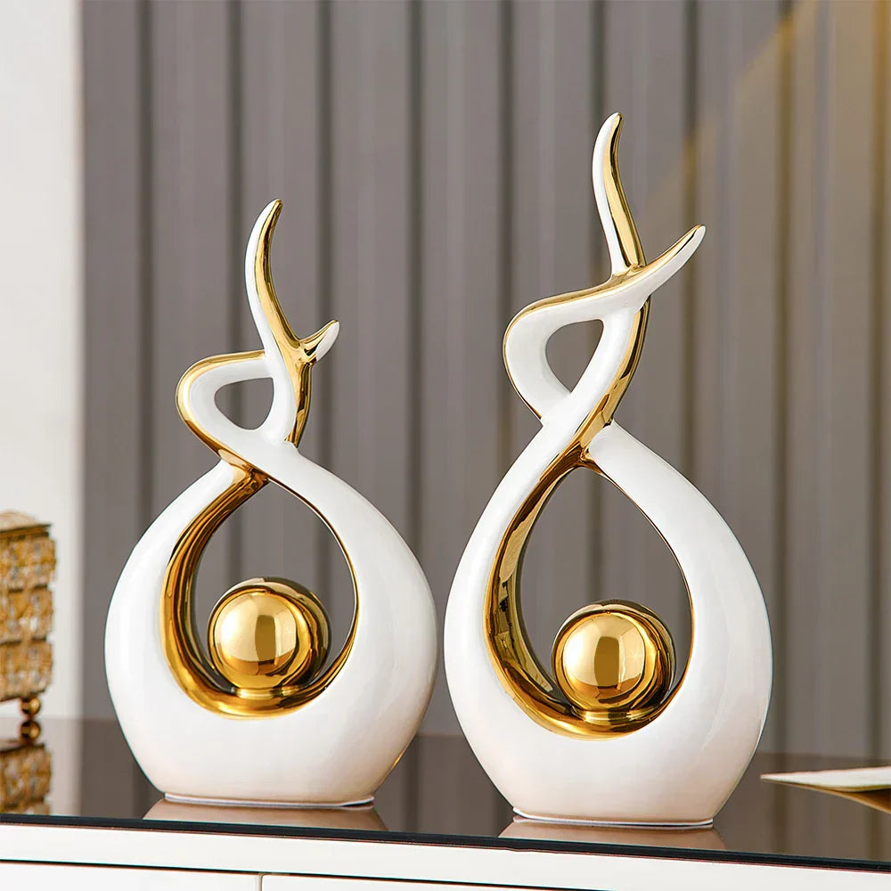 Ceravita – Keramische sculptuur met gouden accenten 31 cm