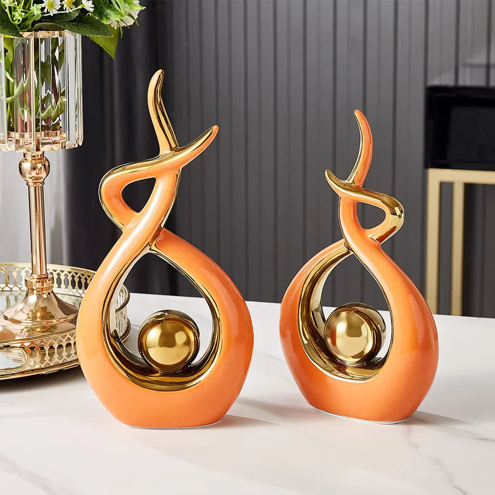 Ceravita – Keramische sculptuur met gouden accenten 31 cm