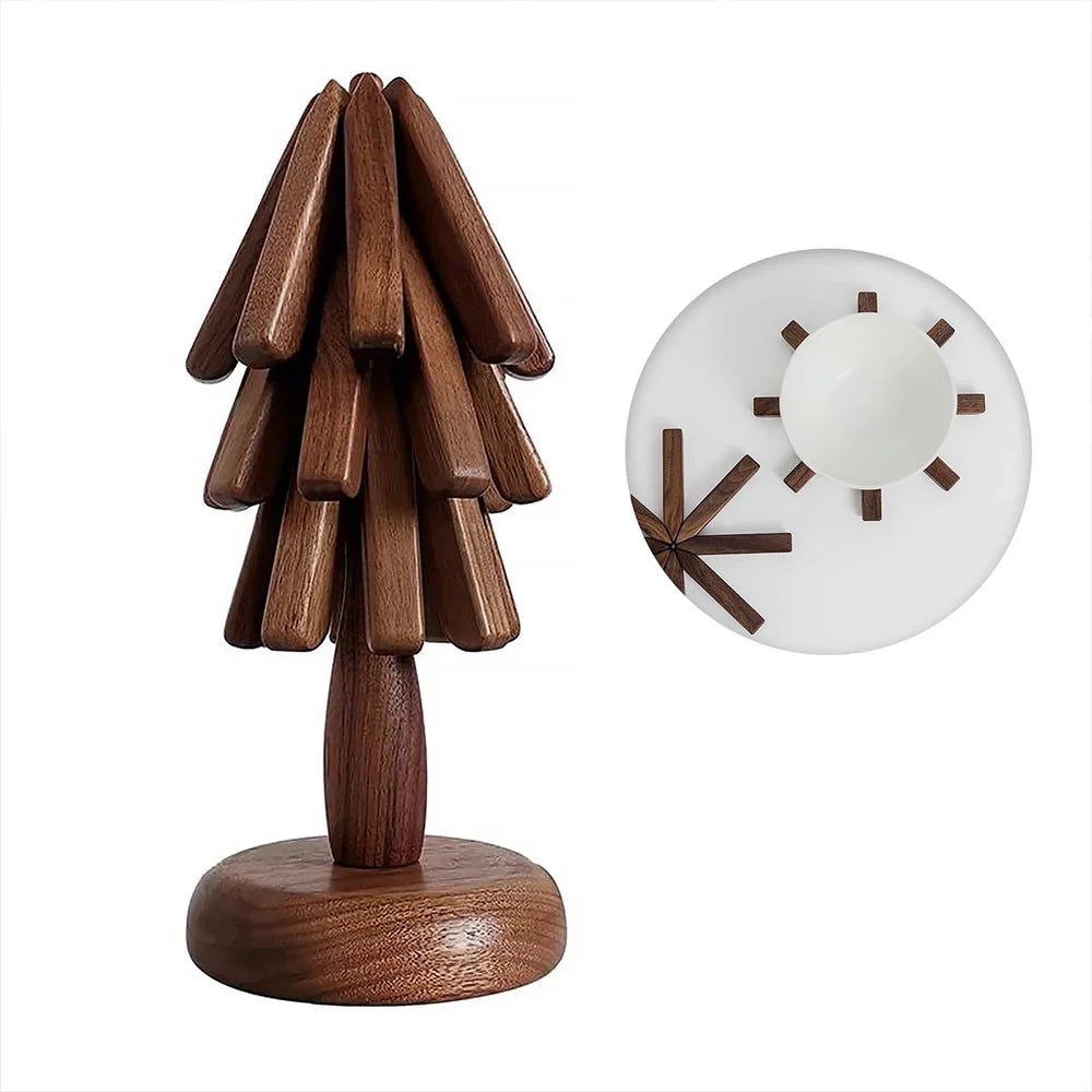 Dryona – Houten Onderzetters met Decoratieve Boomstandaard