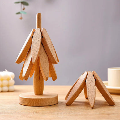 Dryona – Houten Onderzetters met Decoratieve Boomstandaard