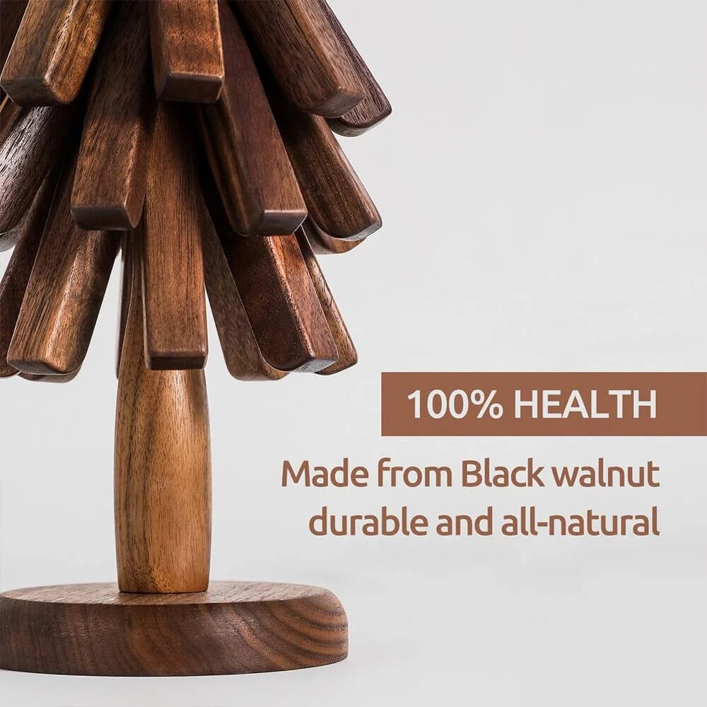 Dryona – Houten Onderzetters met Decoratieve Boomstandaard