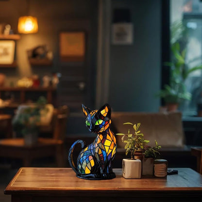 Felura – Decoratieve kattenlamp met mozaïek in Tiffany-stijl