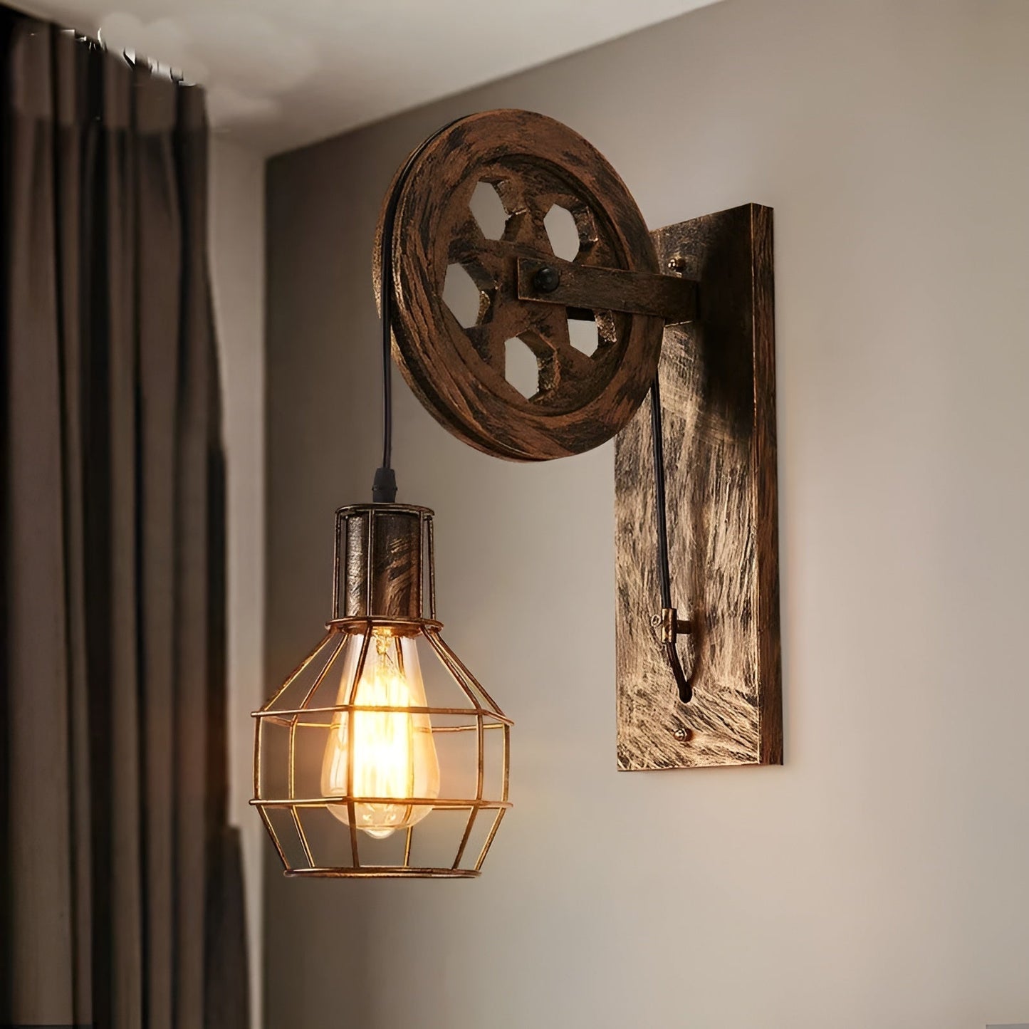 Ferano – Industriële wandlamp van metaal en glas met warm licht