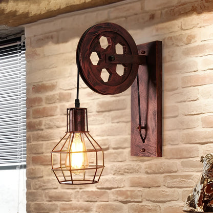Ferano – Industriële wandlamp van metaal en glas met warm licht