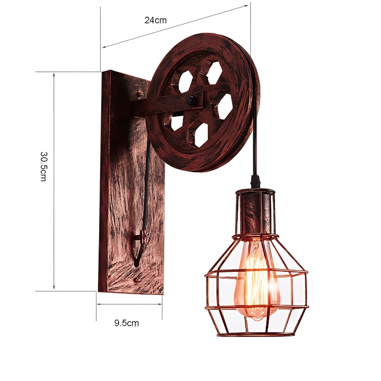 Ferano – Industriële wandlamp van metaal en glas met warm licht