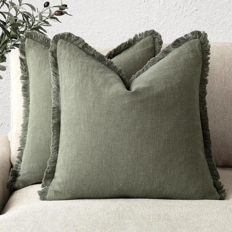 Florevi – Decoratieve Kussenhoes met Ruches | Katoen-Linnen | 45x45 cm