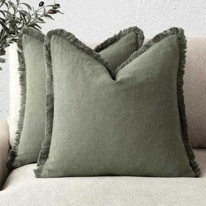 Florevi – Decoratieve Kussenhoes met Ruches | Katoen-Linnen | 45x45 cm