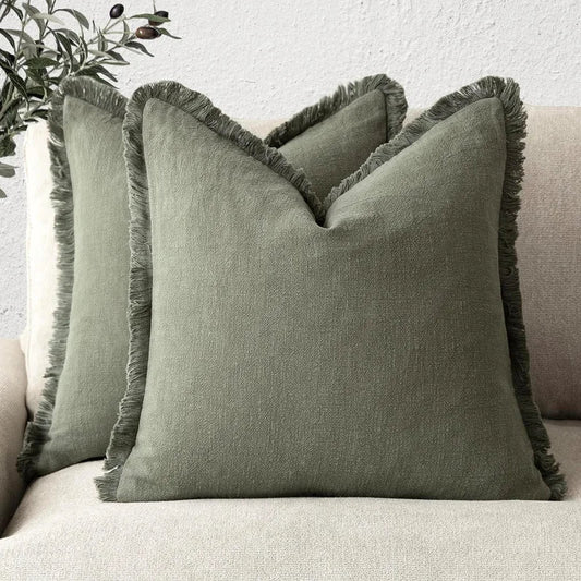 Florevi – Decoratieve Kussenhoes met Ruches | Katoen-Linnen | 45x45 cm