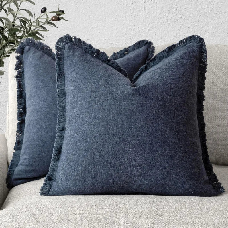 Florevi – Decoratieve Kussenhoes met Ruches | Katoen-Linnen | 45x45 cm