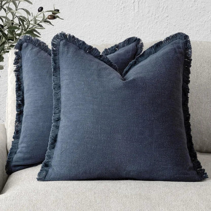 Florevi – Decoratieve Kussenhoes met Ruches | Katoen-Linnen | 45x45 cm